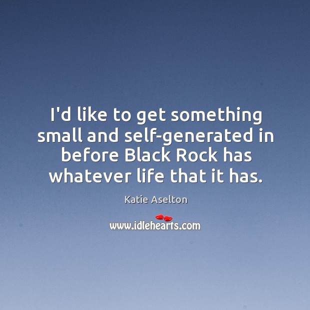 I’d like to get something small and self-generated in before Black Rock Katie Aselton Picture Quote
