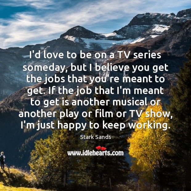 I’d love to be on a TV series someday, but I believe Stark Sands Picture Quote