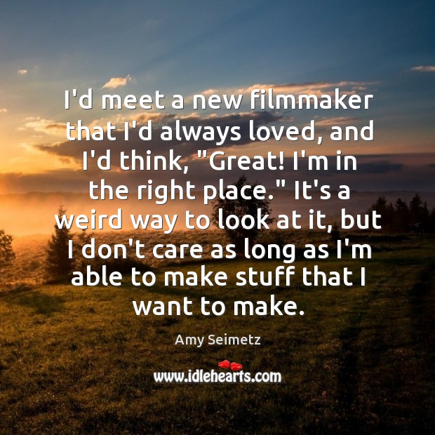 I’d meet a new filmmaker that I’d always loved, and I’d think, “ Amy Seimetz Picture Quote