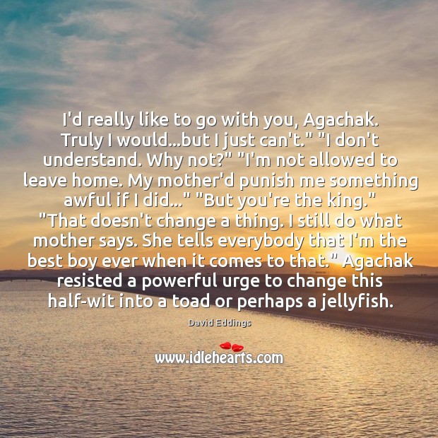 I’d really like to go with you, Agachak. Truly I would…but David Eddings Picture Quote