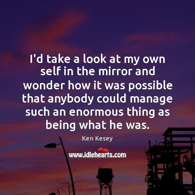 I’d take a look at my own self in the mirror and Ken Kesey Picture Quote