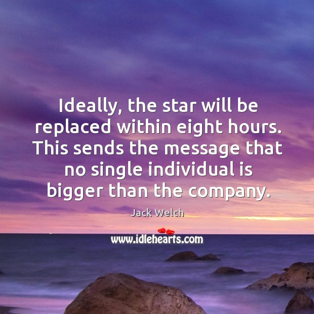 Ideally, the star will be replaced within eight hours. This sends the Jack Welch Picture Quote