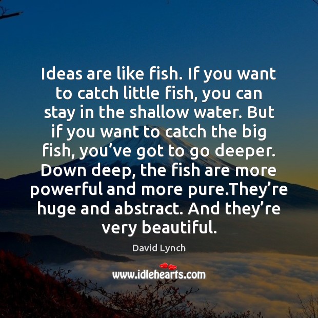 Ideas are like fish. If you want to catch little fish, you David Lynch Picture Quote