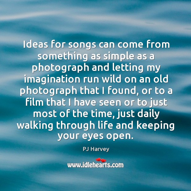 Ideas for songs can come from something as simple as a photograph PJ Harvey Picture Quote