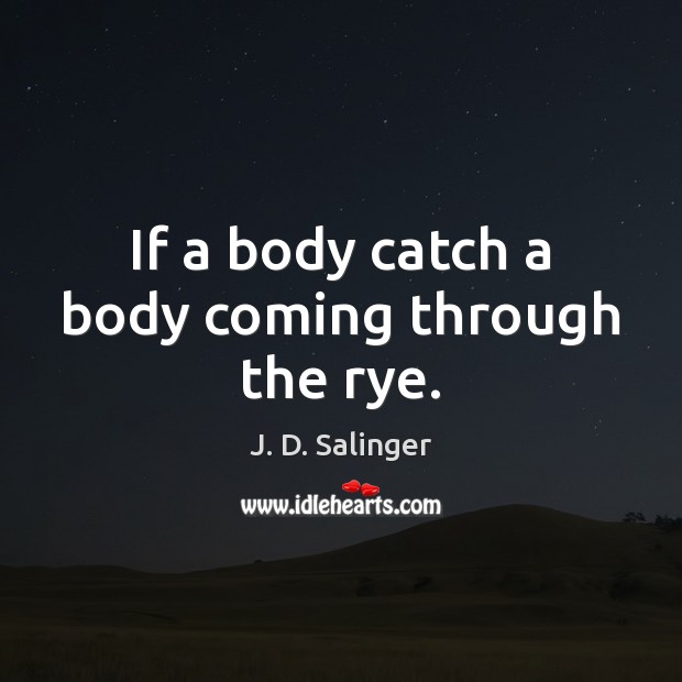 If a body catch a body coming through the rye. J. D. Salinger Picture Quote