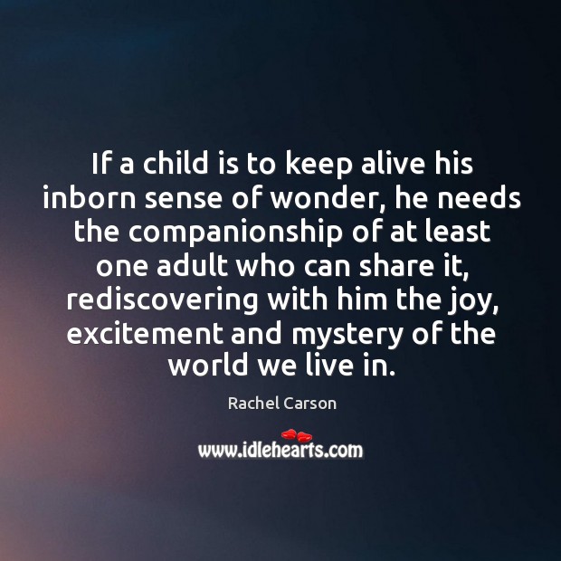 If a child is to keep alive his inborn sense of wonder, he needs the companionship of at Rachel Carson Picture Quote