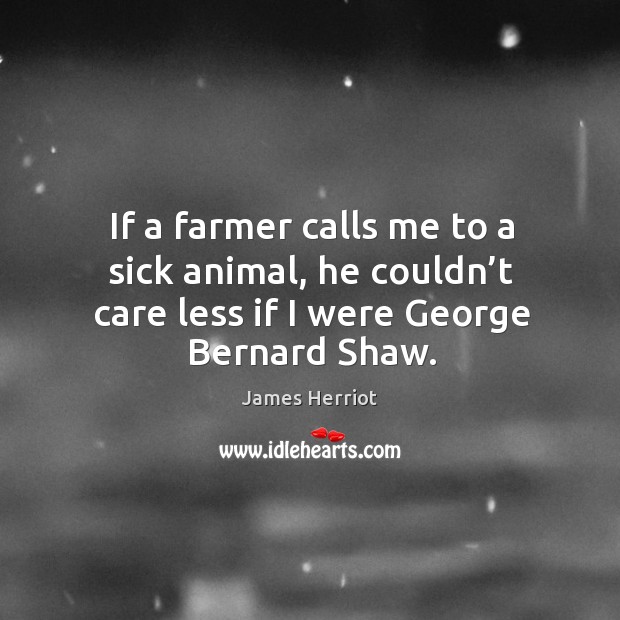 If a farmer calls me to a sick animal, he couldn’t care less if I were george bernard shaw. James Herriot Picture Quote