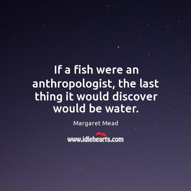 If a fish were an anthropologist, the last thing it would discover would be water. 