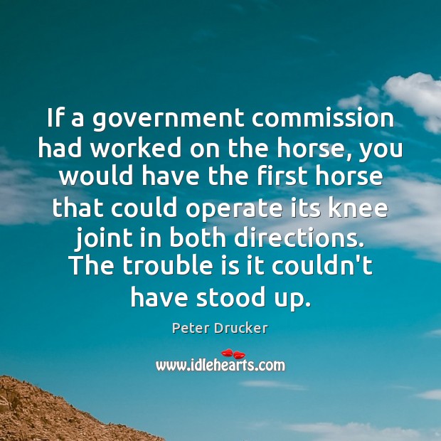 If a government commission had worked on the horse, you would have Peter Drucker Picture Quote