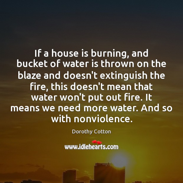 If a house is burning, and bucket of water is thrown on Dorothy Cotton Picture Quote