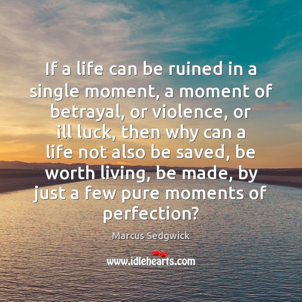 If a life can be ruined in a single moment, a moment Marcus Sedgwick Picture Quote