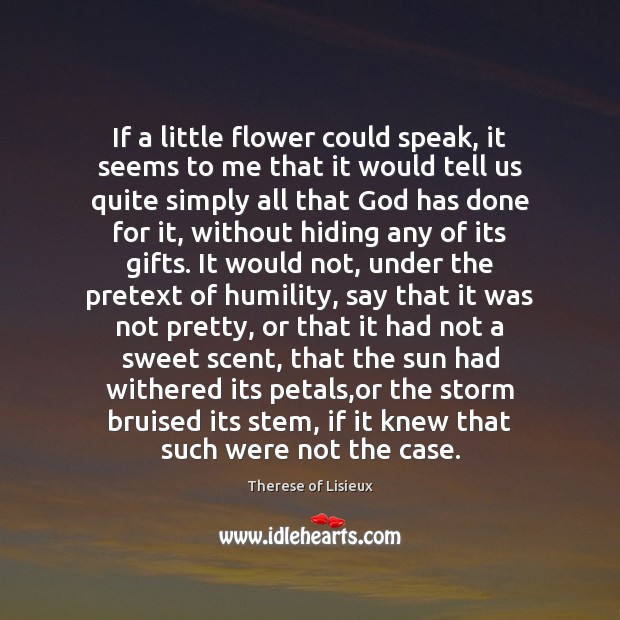 If a little flower could speak, it seems to me that it Therese of Lisieux Picture Quote