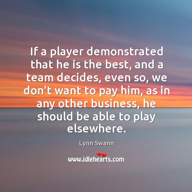 If a player demonstrated that he is the best, and a team Image