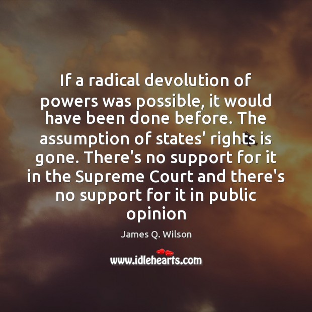 If a radical devolution of powers was possible, it would have been James Q. Wilson Picture Quote