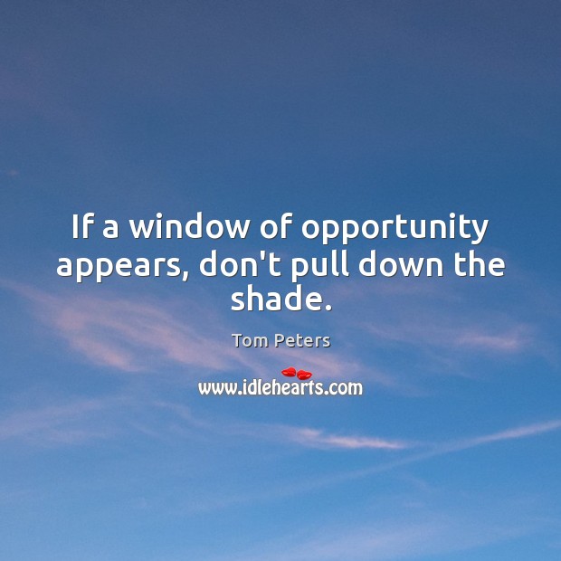 If a window of opportunity appears, don’t pull down the shade. Tom Peters Picture Quote