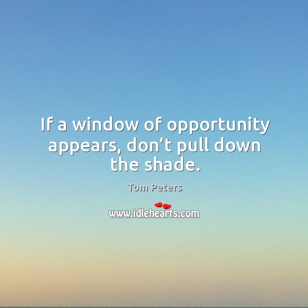 If a window of opportunity appears, don’t pull down the shade. Image
