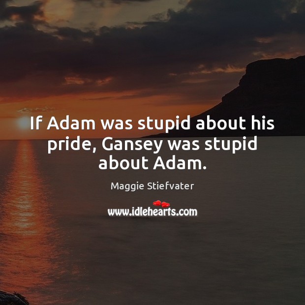 If Adam was stupid about his pride, Gansey was stupid about Adam. Maggie Stiefvater Picture Quote