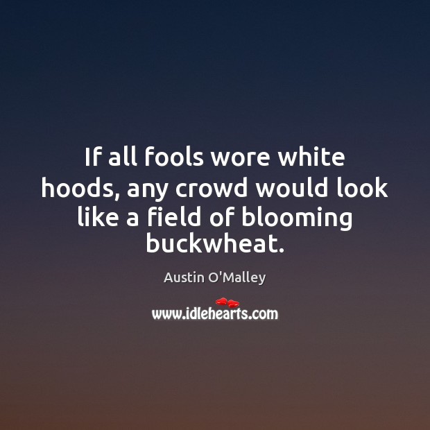 If all fools wore white hoods, any crowd would look like a field of blooming buckwheat. Austin O’Malley Picture Quote