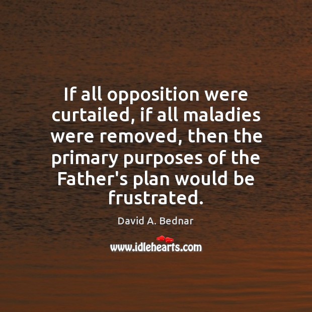 If all opposition were curtailed, if all maladies were removed, then the Image