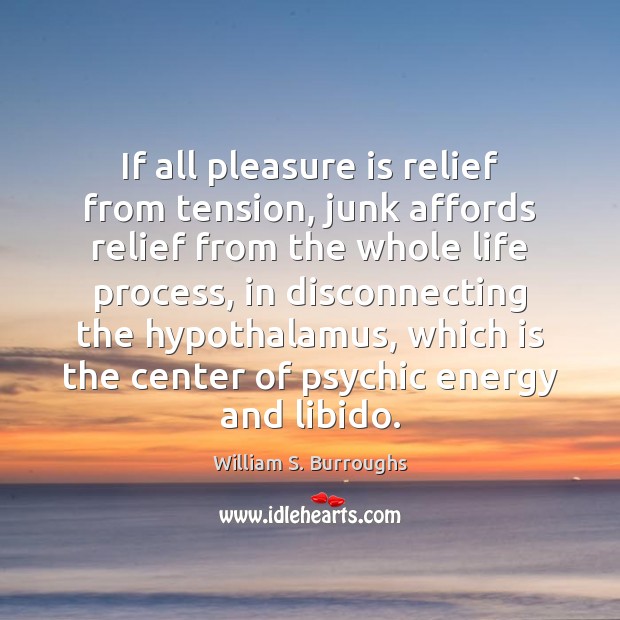 If all pleasure is relief from tension, junk affords relief from the William S. Burroughs Picture Quote