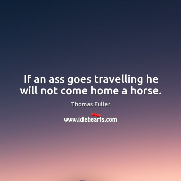 If an ass goes travelling he will not come home a horse. Travel Quotes Image