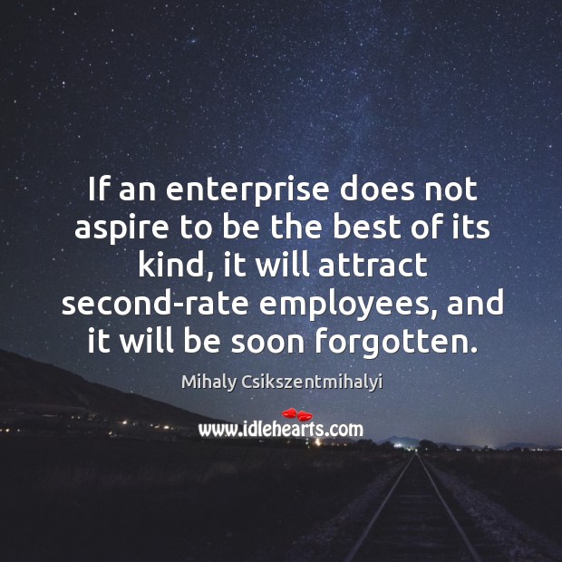 If an enterprise does not aspire to be the best of its Mihaly Csikszentmihalyi Picture Quote