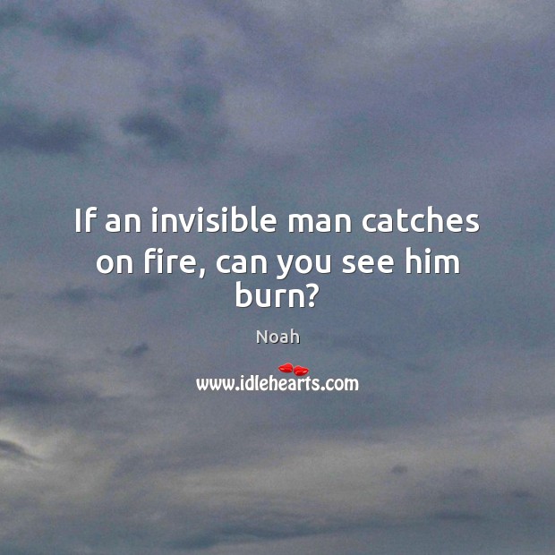 If an invisible man catches on fire, can you see him burn? Noah Picture Quote