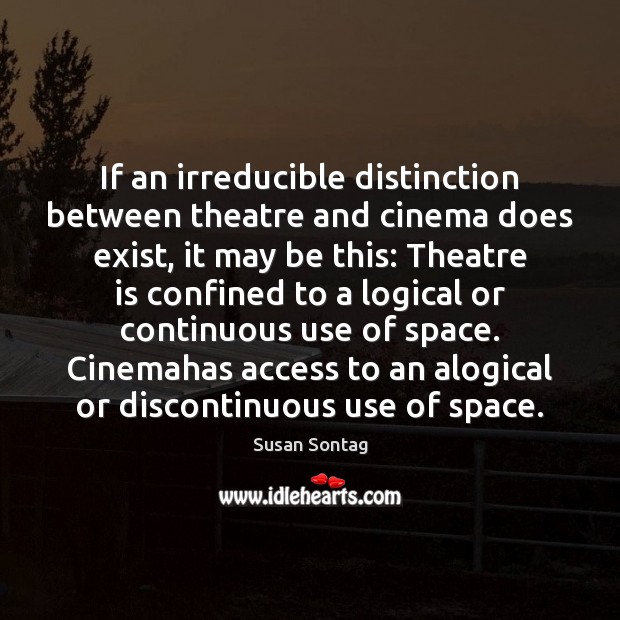 If an irreducible distinction between theatre and cinema does exist, it may Image
