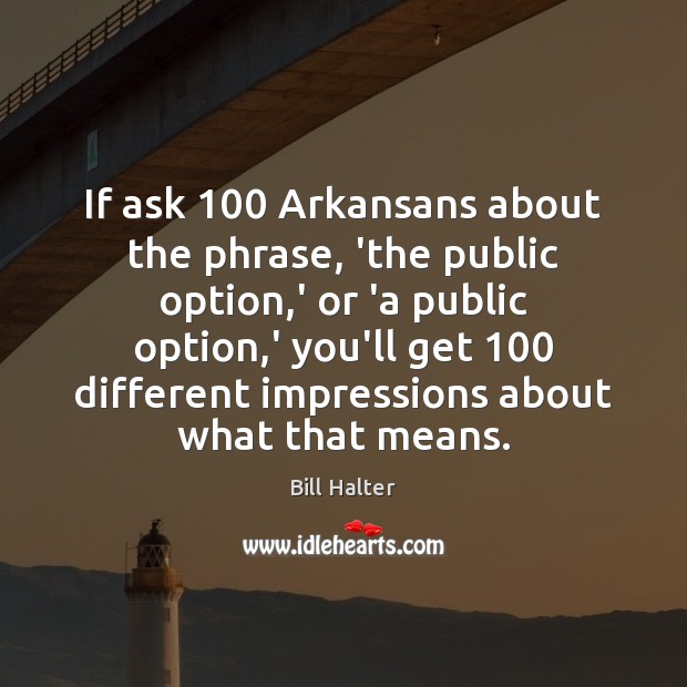 If ask 100 Arkansans about the phrase, ‘the public option,’ or ‘a Image