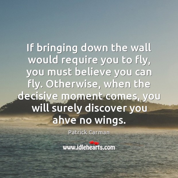 If bringing down the wall would require you to fly, you must Patrick Carman Picture Quote