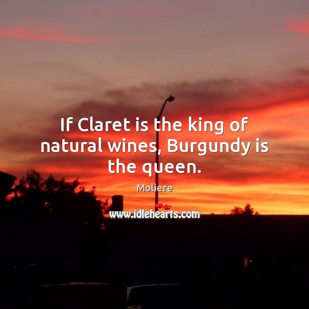 If Claret is the king of natural wines, Burgundy is the queen. Moliere Picture Quote