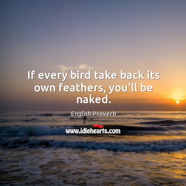 If every bird take back its own feathers, you’ll be naked. English Proverbs Image