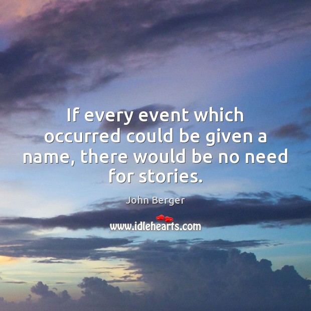 If every event which occurred could be given a name, there would be no need for stories. John Berger Picture Quote