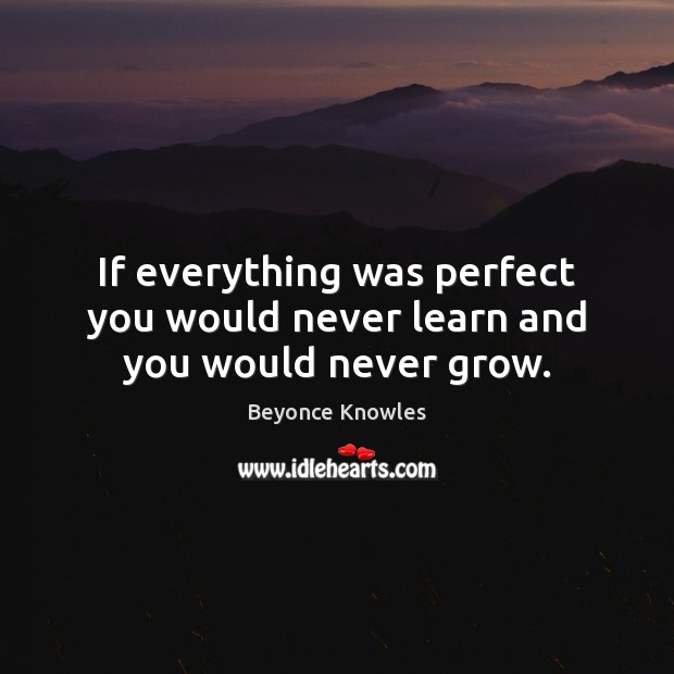 If everything was perfect you would never learn and you would never grow. Beyonce Knowles Picture Quote