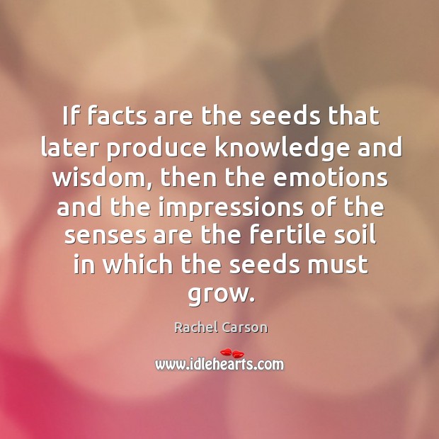 If facts are the seeds that later produce knowledge and wisdom Rachel Carson Picture Quote