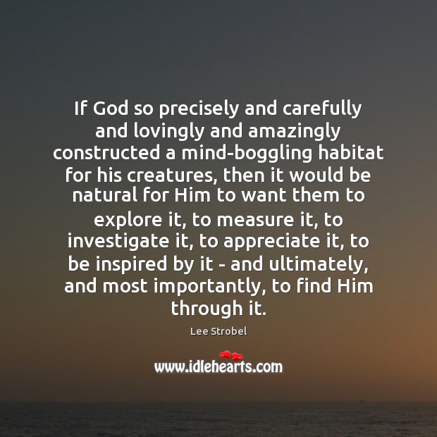 If God so precisely and carefully and lovingly and amazingly constructed a Lee Strobel Picture Quote