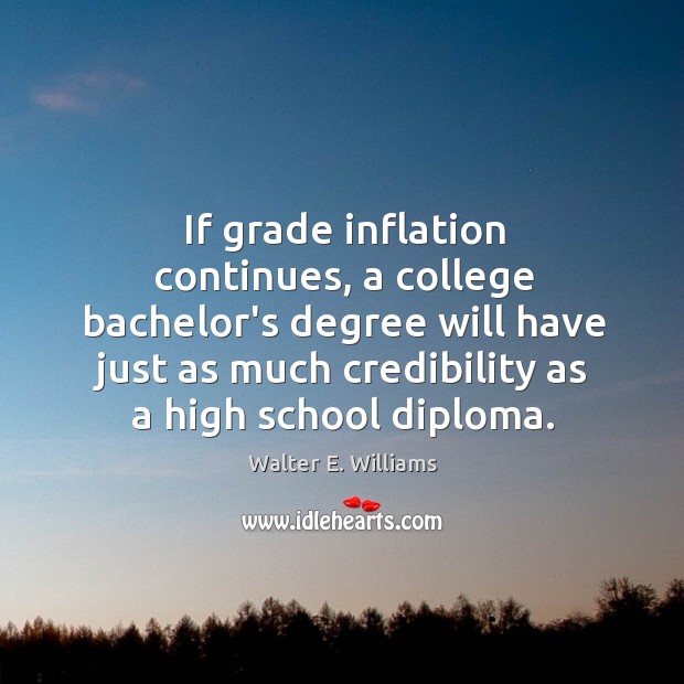 If grade inflation continues, a college bachelor’s degree will have just as Walter E. Williams Picture Quote