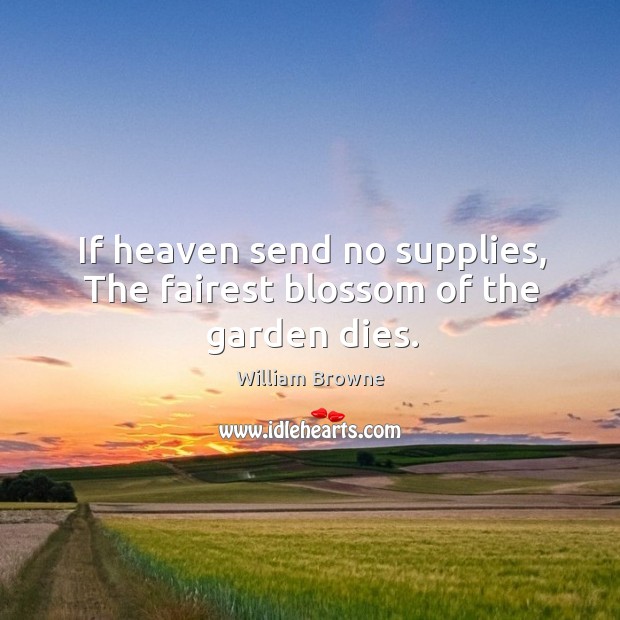 If heaven send no supplies, The fairest blossom of the garden dies. William Browne Picture Quote