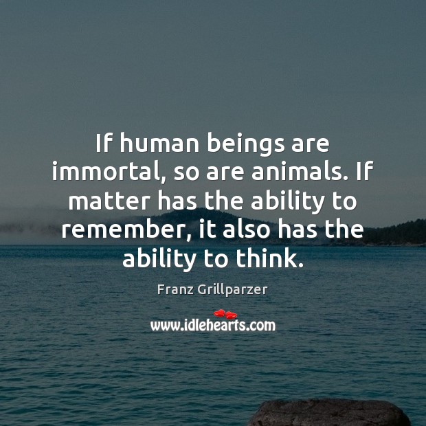 If human beings are immortal, so are animals. If matter has the Image