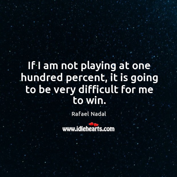 If I am not playing at one hundred percent, it is going Rafael Nadal Picture Quote
