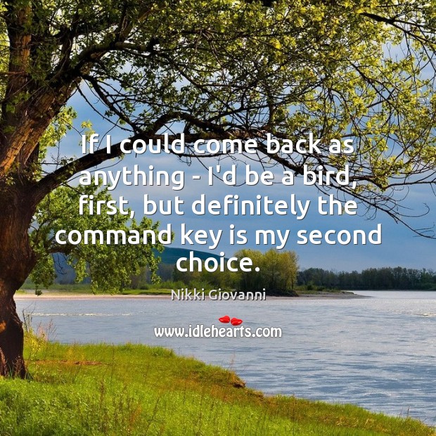 If I could come back as anything – I’d be a bird, Nikki Giovanni Picture Quote