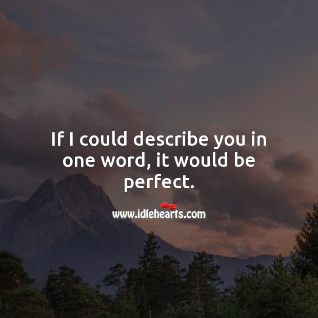 If I could describe you in one word, it would be perfect. 