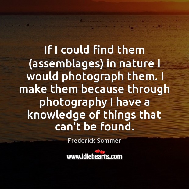 If I could find them (assemblages) in nature I would photograph them. Frederick Sommer Picture Quote