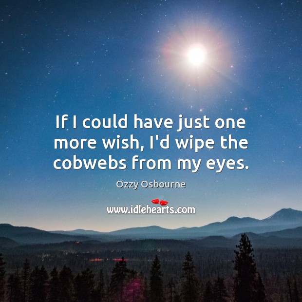 If I could have just one more wish, I’d wipe the cobwebs from my eyes. Ozzy Osbourne Picture Quote