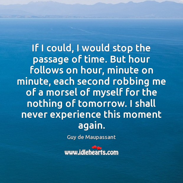 If I could, I would stop the passage of time. But hour Guy de Maupassant Picture Quote