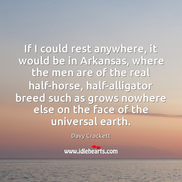 If I could rest anywhere, it would be in Arkansas, where the Davy Crockett Picture Quote