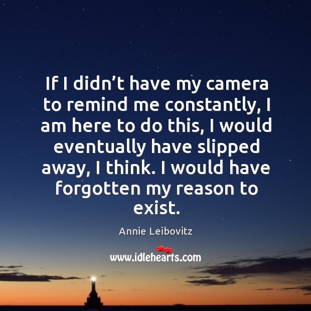 If I didn’t have my camera to remind me constantly, I am here to do this Annie Leibovitz Picture Quote