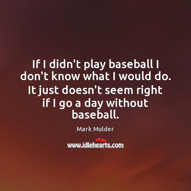 If I didn’t play baseball I don’t know what I would do. Mark Mulder Picture Quote