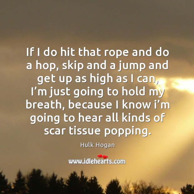 If I do hit that rope and do a hop, skip and a jump and get up as high as I can, I’m just going to hold my breath Hulk Hogan Picture Quote