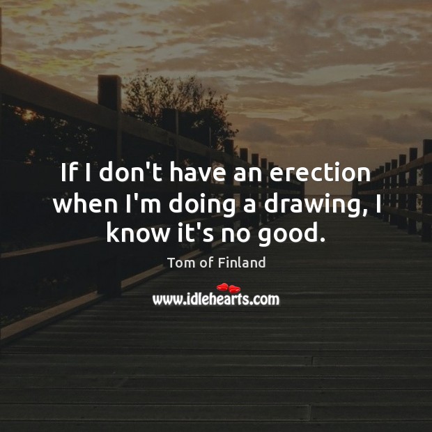If I don’t have an erection when I’m doing a drawing, I know it’s no good. Tom of Finland Picture Quote